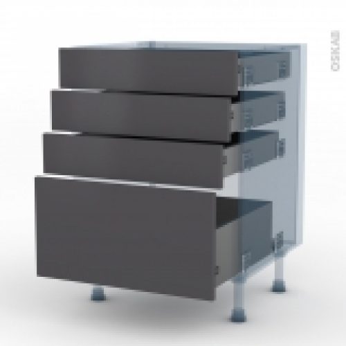 Ginko Gris Kit Renovation 18 Meuble Casserolier 4 Tiroirs L60Xh70Xp60
