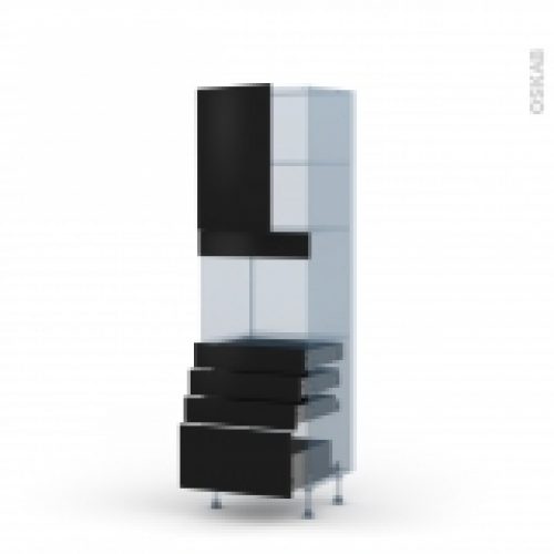 Ginko Noir Kit Renovation 18 Colonne Four Niche 45 N2159 1 Porte 4 Tiroirs L60Xh195Xp60
