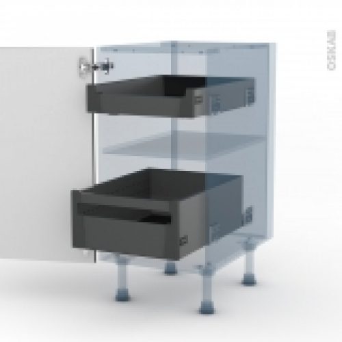 Ginko Noir Kit Renovation 18 Meuble Bas 2 Tiroirs A L Anglaise L40Xh70Xp60