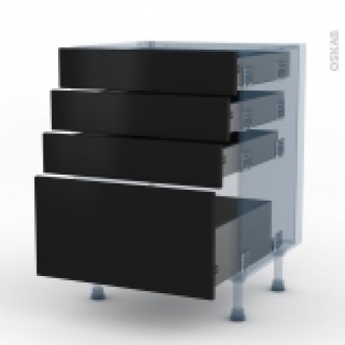 Ginko Noir Kit Renovation 18 Meuble Casserolier 4 Tiroirs L60Xh70Xp60