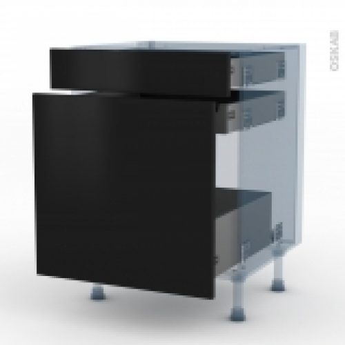 Ginko Noir Kit Renovation 18 Meuble Range Epice 3 Tiroirs L60Xh70Xp60