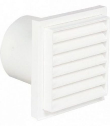 Grille d&rsquo;aeration avec clapet de retenue avec raccord 100 mm, blanc