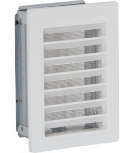 Grille d&rsquo;aeration avec moustiquaire Et cadre de montage 200 mm x 200 mm plastique blanc