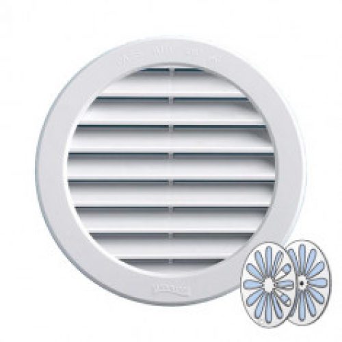 Grille ventilation ronde PVC blanc + fermeture – A encastrer