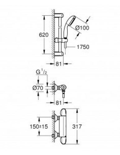 GROHE – Ensemble de douche Grohtherm 1000 – 34557001