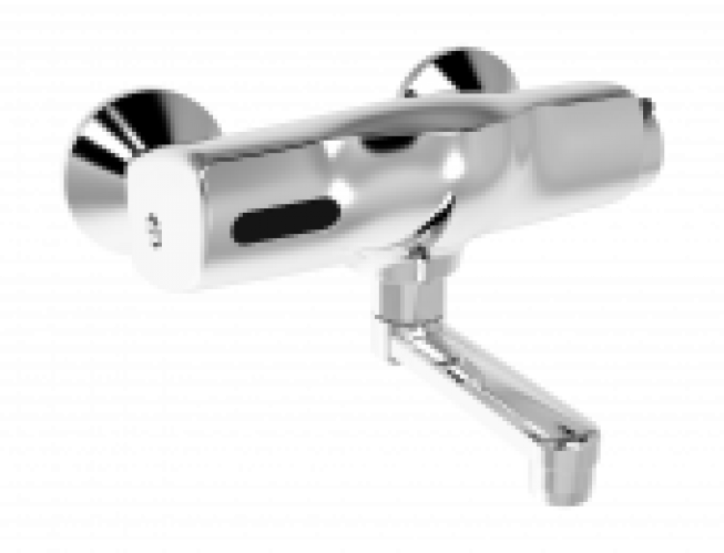 HANSA HansaElectra – Mitigeur électronique lavabo alimentation par piles pour montage mural avec projection 100 mm sans gar…