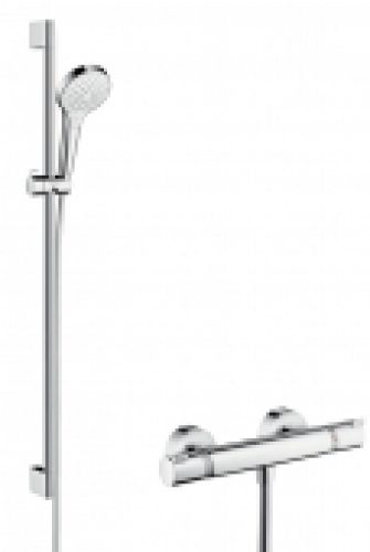 hansgrohe Croma Select S – Mitigeur thermostatique de douche avec douchette à main Croma Select S 110 Multi 1 jet chrome / blan…