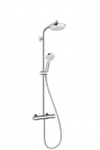 hansgrohe Crometta – Système de douche Showerpipe 160 1jet avec mitigeur thermostatique EcoSmart chrome / blanc