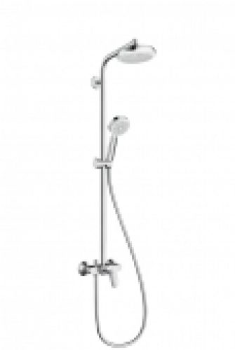 hansgrohe Crometta – Système de douche Showerpipe 160 1jet avec mitigeur monocommande chrome / blanc