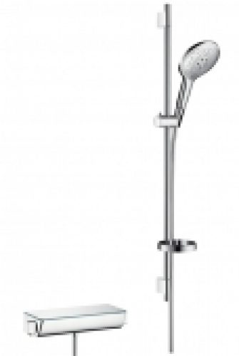 hansgrohe Ecostat – Mitigeur thermostatique de douche avec douchette à main Raindance Select S 150 3 jets chrome / blanc