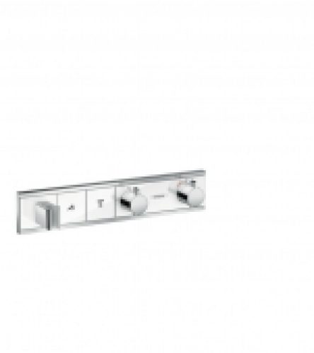 hansgrohe RainSelect – Façade pour mitigeur thermostatique douche pour 2 sorties chrome / blanc