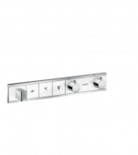 hansgrohe RainSelect – Façade pour mitigeur thermostatique douche pour 3 sorties chrome / blanc