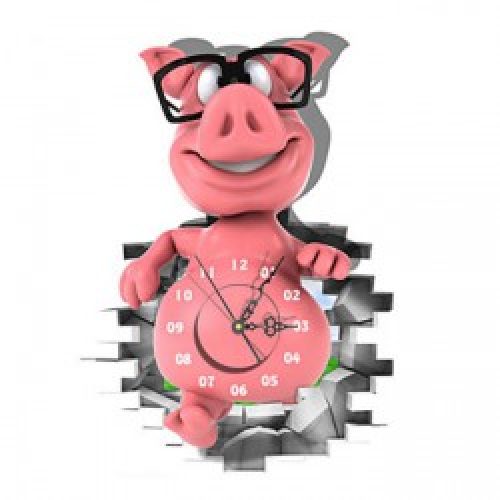 Horloge murale à conception en cochon 3D