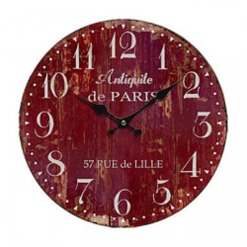 Horloge murale de style rustique en bois rouge
