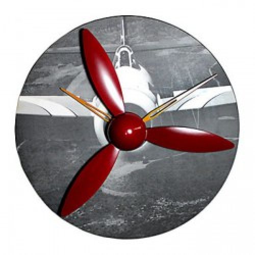 Horloge murale en forme d&rsquo;hélice d&rsquo;avion de chasse