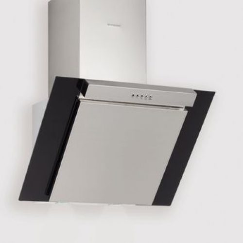 Hotte cuisine murale Silverline KIM inox et verre noir 60 cm