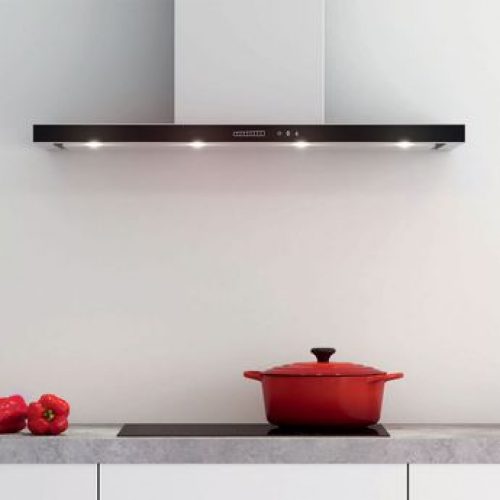 Hotte cuisine murale Silverline TANO inox et verre noir 90 cm