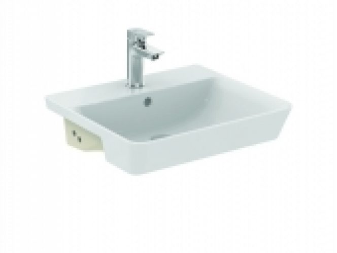 Ideal Standard Connect Air – Lavabo semi-encastré 500×440 blanc sans revêtement