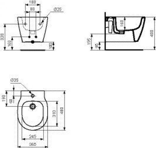 Ideal Standard Connect Space Bidet suspendu (E11)