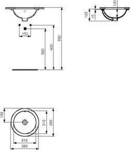 Ideal Standard Connect Vasque à Encastrer Ø 38 cm (E5052)