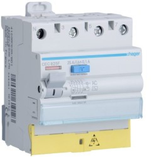 Inter dif 3P+N 25A 100mA AC BD – INTER. DIFF. TETRA.  HAGER CEC825F