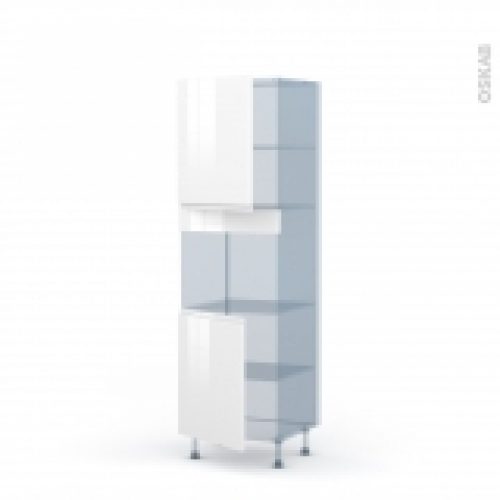 Ipoma Blanc Brillant Kit Renovation 18 Colonne Four Niche 45 N2121 2 Portes L60Xh195Xp60