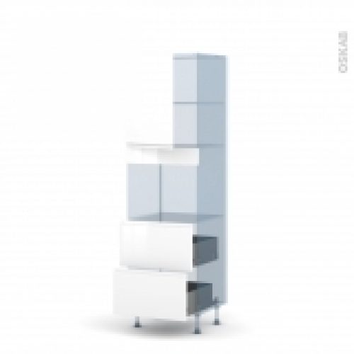 Ipoma Blanc Brillant Kit Renovation 18 Colonne Four Niche 45 N2157 1 Porte 2 Casseroliers L60Xh195Xp60