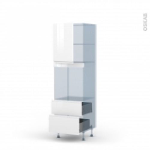Ipoma Blanc Brillant Kit Renovation 18 Colonne Four Niche 60 N2158 1 Porte 2 Casseroliers L60Xh195Xp60