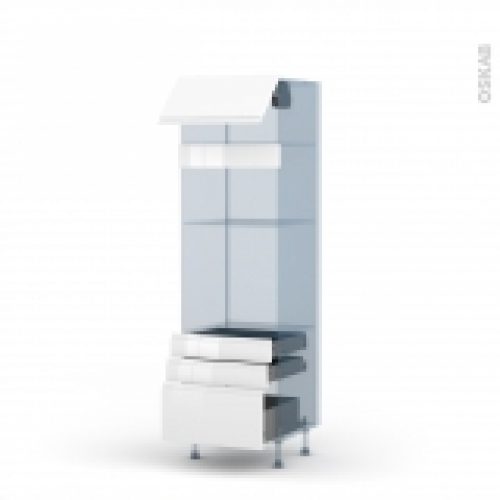 Ipoma Blanc Brillant Kit Renovation 18 Colonne Fourmo 3638 N1059 1 Abattant 3 Tiroirs L60Xh195Xp60