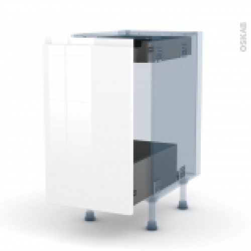 Ipoma Blanc Brillant Kit Renovation 18 Meuble Bas Coulissant 1 Porte 1 Tiroir Anglaise L40Xh70Xp60