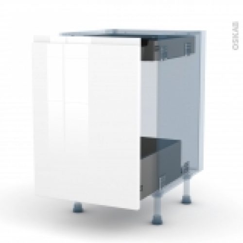 Ipoma Blanc Brillant Kit Renovation 18 Meuble Bas Coulissant 1 Porte 1 Tiroir Anglaise L50Xh70Xp60