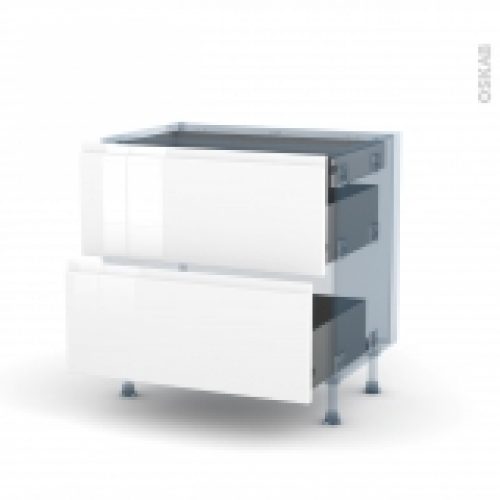 Ipoma Blanc Brillant Kit Renovation 18 Meuble Casserolier 2 Tiroirs 1 Tiroir Anglaise L80Xh70Xp60