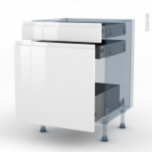 Ipoma Blanc Brillant Kit Renovation 18 Meuble Range Epice 3 Tiroirs L60Xh70Xp60