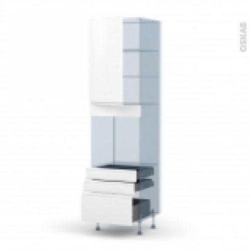 Ipoma Blanc Mat Kit Renovation 18 Colonne Four N2459 1 Porte 3 Tiroirs L60Xh217Xp60