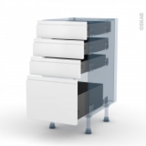 Ipoma Blanc Mat Kit Renovation 18 Meuble Casserolier 4 Tiroirs L40Xh70Xp60