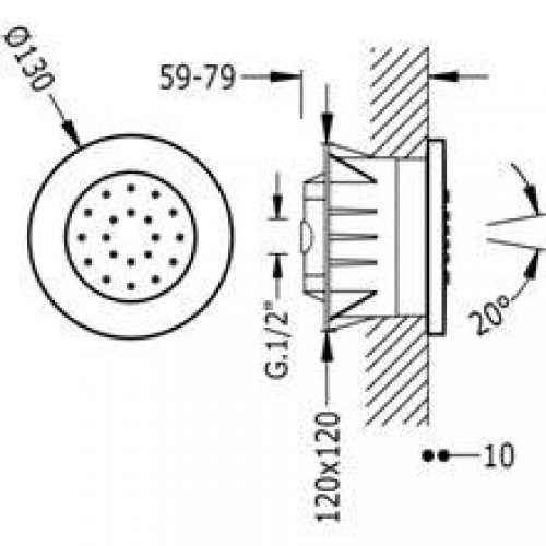 Jet encastré anti-calcaire circulaire TRES