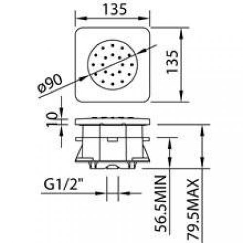 Jets hydromassant Square 135