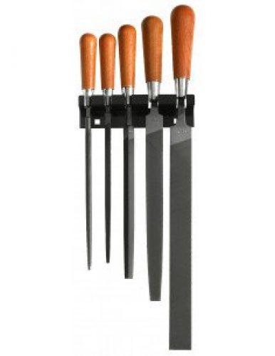 Jeu de 5 limes a manche bois + support FACOM STG