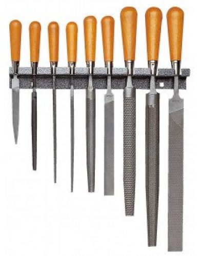 Jeu de 9 limes a manche bois + support FACOM STU