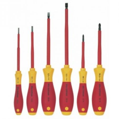 Jeu de six tournevis isolé 1000V SoftFinish, empreintes fendues et phillips
