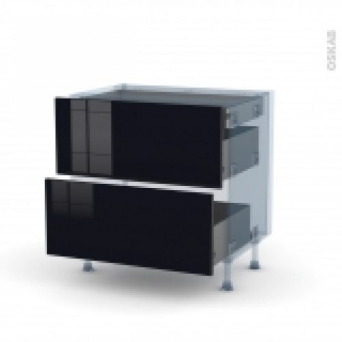 Keria Noir Kit Renovation 18 Meuble Casserolier 2 Tiroirs 1 Tiroir Anglaise L80Xh70Xp60