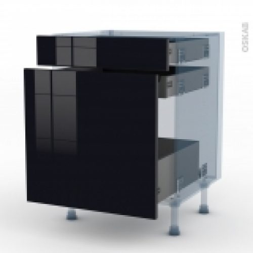Keria Noir Kit Renovation 18 Meuble Range Epice 3 Tiroirs L60Xh70Xp60