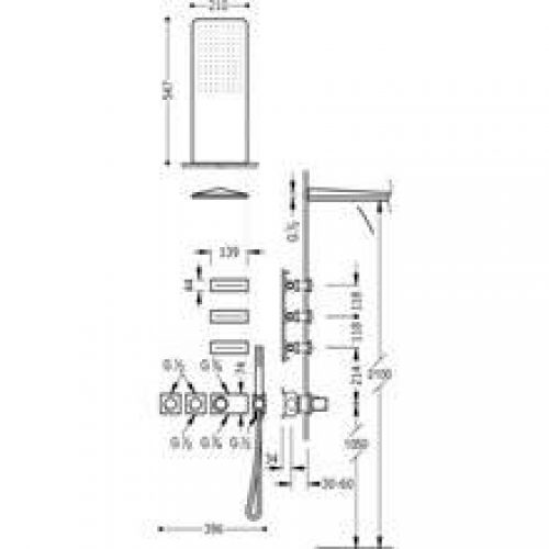 Kit 3 voies de douche thermostatique TRES jets RC