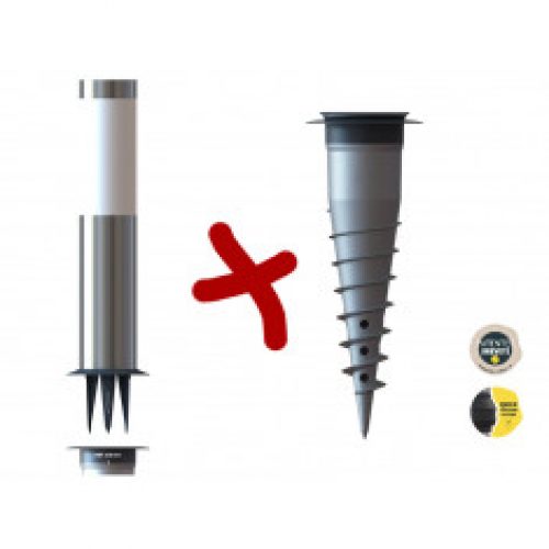 Kit borne solaire en inox + base d&rsquo;ancrage GARD&ROCK
