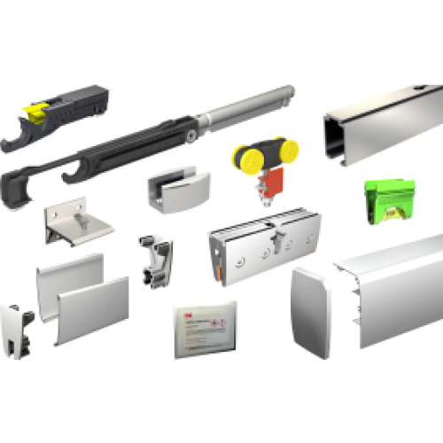 Kit complet – porte coulissante en verre – rail 2 m – SAF GLASS 80