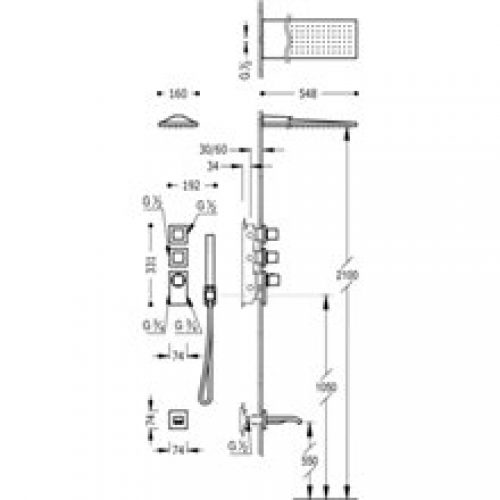 Kit de baignoire-douche thermostatique 3 voies…