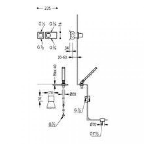 Kit de baignoire thermostatique bonde cascade…