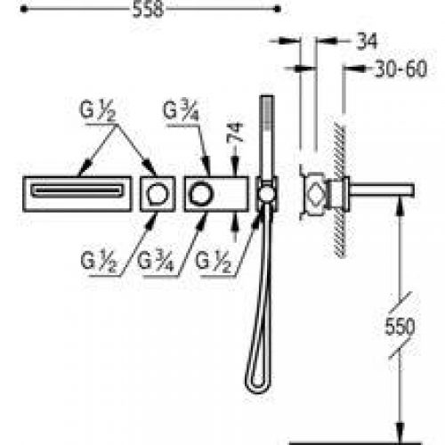 Kit de baignoire thermostatique cascade TRES R