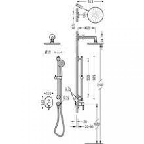 Kit de douche encastré ALPLUS Tres barre…
