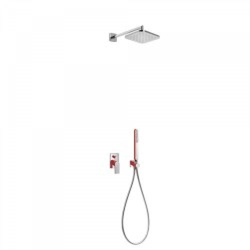 Kit de douche encastré avec fermeture et réglage du débit – TRES 20018002RO Rouge